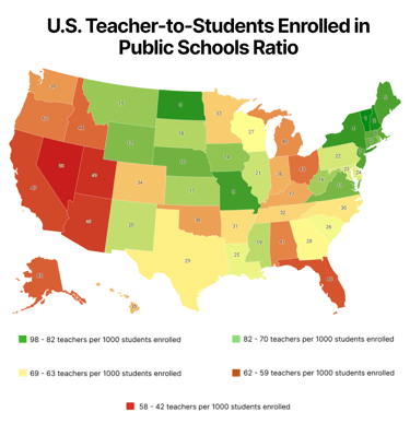 Teacher shortage map (Scholaroo)